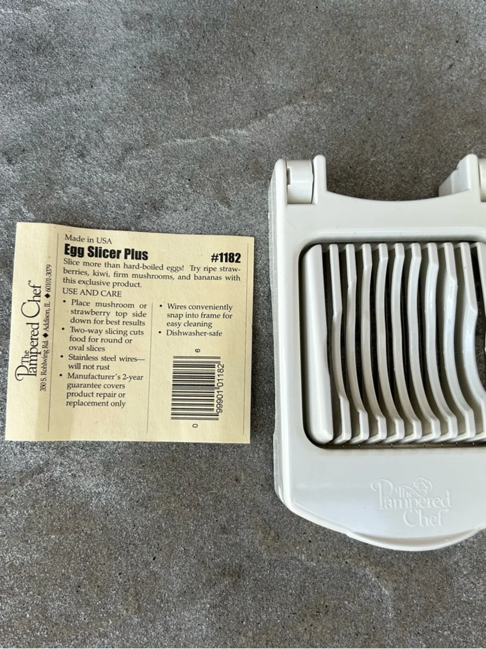 The Pampered Chef Egg Slicer Plus with Recipe White Plastic